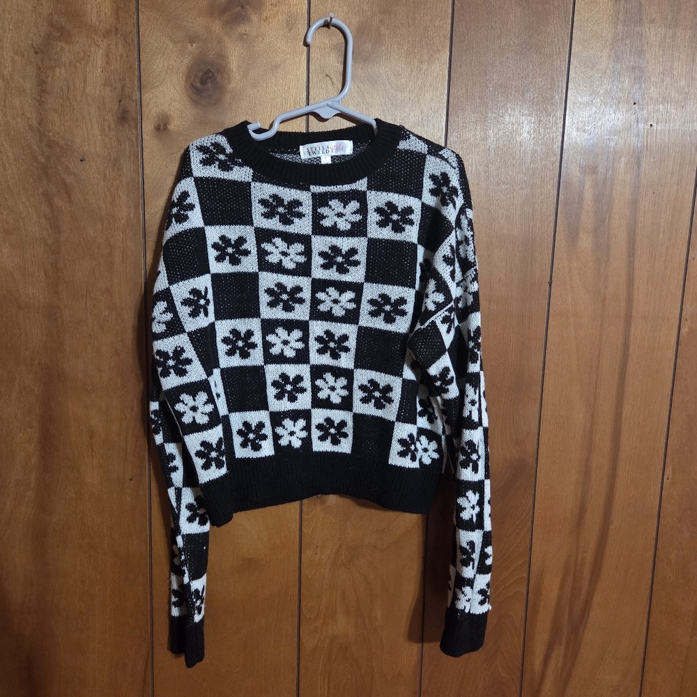 Stella Tweed Girls Size Small Floral Sweater